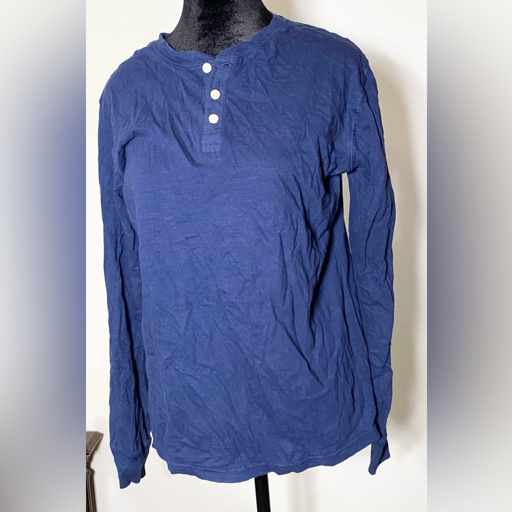Garment-Dyed Cotton-Jersey Henley T-Shirt Full Sleeve Breathable